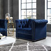 Heritage (Blue) Midnight blue finish performance velvet upholstery armchair