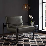 Astute L (Gray) Faux leather armchair in gray