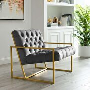 Bequest (Gray) Gold stainless steel performance velvet accent chair in gray