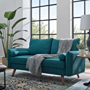 Revive (Teal) Fabric loveseat in teal