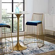 Rivulet (Navy) Gold stainless steel performance velvet bar stool in gold navy