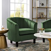 Channel tufted performance velvet armchair in emerald