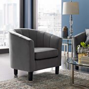 Channel tufted performance velvet armchair in gray