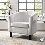 Channel tufted performance velvet armchair in white