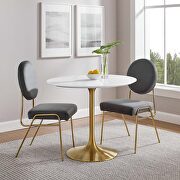 Lippa 36 (Gold White) R Round wood dining table in gold white