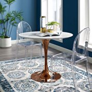 Round wood dining table in rose white main photo