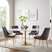 Round wood dining table in gold white main photo