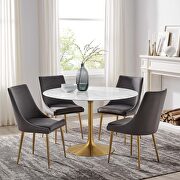Round artificial marble dining table in gold white main photo
