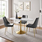 Oval artificial marble dining table in gold white main photo