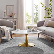 Wood coffee table in gold white main photo