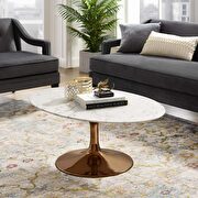 Oval-shaped artificial marble coffee table in rose white main photo