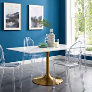 Rectangle wood dining table in gold white