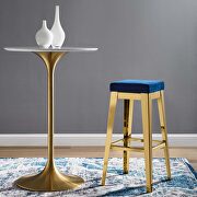 Arrive (Navy) Gold stainless steel performance velvet bar stool in gold navy