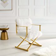 Pure white cashmere / gold legs & base director style chair main photo