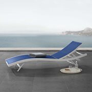 Glimpse (Navy) Outdoor patio mesh chaise lounge chair in white/ navy