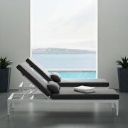 Perspective (Charcoal) Cushion outdoor patio chaise lounge chair in white/ charcoal