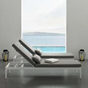 Perspective (Gray) Cushion outdoor patio chaise lounge chair in white/ gray