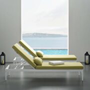 Perspective (Gray) Cushion outdoor patio chaise lounge chair in white/ peridot