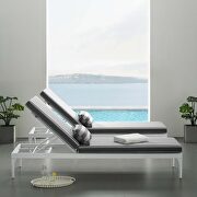 Perspective (Striped Gray) Cushion outdoor patio chaise lounge chair in white/ striped gray
