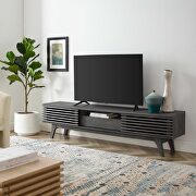 Durable particleboard frame TV stand in charcoal finish main photo