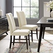 Channel tufted upholstered fabric dining chair set of 2 in beige main photo