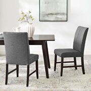 Channel tufted upholstered fabric dining chair set of 2 in gray