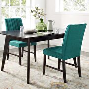 Channel tufted upholstered fabric dining chair set of 2 in teal main photo