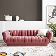 Entertain (Dusty Rose) Vertical channel tufted performance velvet sofa in dusty rose