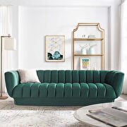 Entertain (Green) Vertical channel tufted performance velvet sofa in green