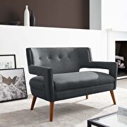 Upholstered fabric loveseat in gray