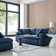 Down filled overstuffed 2 piece sectional sofa set in azure