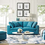 Down filled overstuffed 2 piece sectional sofa set in teal main photo