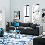 Down filled overstuffed 3 piece sectional sofa set in gray main photo