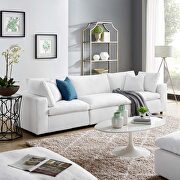 Down filled overstuffed 3 piece sectional sofa set in white main photo