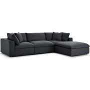 Down filled overstuffed 4 piece sectional sofa set in gray main photo