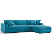 Commix (Teal) Down filled overstuffed 4 piece sectional sofa set in teal