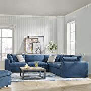 Down filled overstuffed 5 piece sectional sofa set in azure