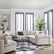 Down filled overstuffed 5 piece sectional sofa set in beige main photo