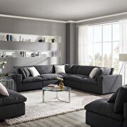 Down filled overstuffed 5 piece sectional sofa set in gray