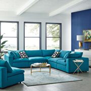Down filled overstuffed 5 piece sectional sofa set in teal main photo