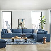Down filled overstuffed 6 piece sectional sofa set in azure