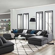 Down filled overstuffed 6 piece sectional sofa set in gray