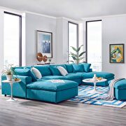 Down filled overstuffed 6 piece sectional sofa set in teal main photo
