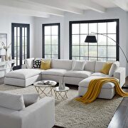 Down filled overstuffed 6 piece sectional sofa set in white