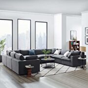 Down filled overstuffed 8 piece sectional sofa set in gray main photo