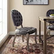 French vintage dining performance velvet side chair in gray