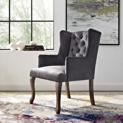 French vintage dining performance velvet armchair in gray main photo