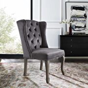 French vintage dining performance velvet side chair in gray main photo