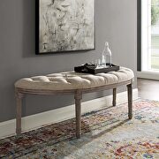 Esteem (Beige) Vintage french upholstered fabric semi-circle bench in beige