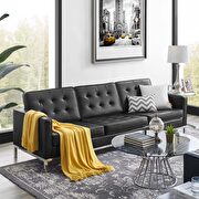 Faux leather sofa in silver black main photo
